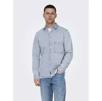 Only & Sons Benny Reg Chambray рубашка с длинным рукавом L