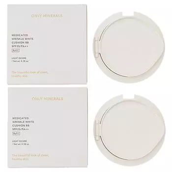 ONLYMINERALS Medicated Wrinkle White Cushion BB Light Ocher SPF25 Refill 11 г Набор из 2 шт. [Набор] PA++ [Квази-лекарство]