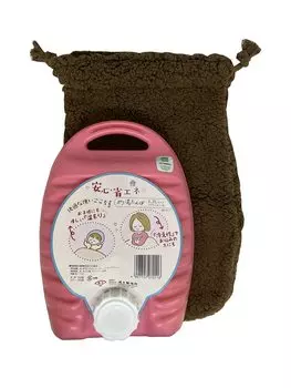 ONOE Poly Hot Water Bottle Pink with Brown Cover Made in Capacity Disaster Prevention Home Water Filling 1.7L MY-7011 [Hot Water, Japan, 1.7L,
