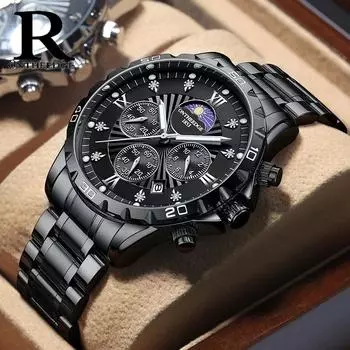 ONTHEEDGE Мужские часы Многофункциональные светящиеся в темноте водонепроницаемые механические часы с твердым стальным ремешком