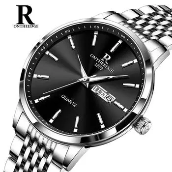 ONTHEEDGE Мужские деловые часы Простые светящиеся водонепроницаемые кварцевые часы