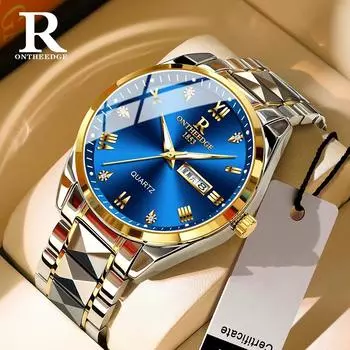 ONTHEEDGE Watch Мужские деловые немеханические часы Водонепроницаемые светящиеся кварцевые часы