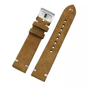 [Onthelevel] Замшевый винтажный кожаный ремешок для часов, быстросъемный ремешок 18 мм 20 мм 22 мм 24 мм, сменный ремешок для часов для мужчин или женщин (20мм, Коричневый)