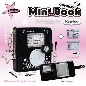 Oopsday Новое поступление Красивый альбом для карточек Цзюгунгэ black patent leather-black(2 inch card book)