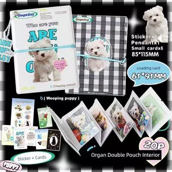 Oopsday Organ Card Binder Polaroid Album Mini Truck Storage Book Postcard a Palace Grid Star Collection Photo Black and white-weeping pnppy
