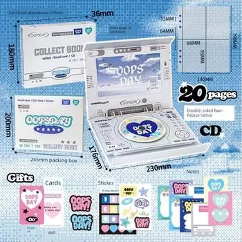 Oopsday Retro Card Binder American Polaroid Album Second Gong Ge Aidou Album Mini Truck Loose-Leaf Star-Chasing Storage (blue) blue Four-Palace Card Book