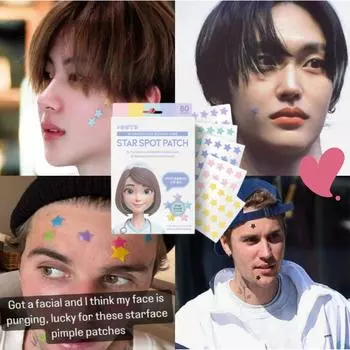 [OOTD Beauty] Пластырь Star Spot Patch 80 шт./Пластырь от прыщей для лица, защита и заживление, предотвращение образования рубцов, удаление пятен