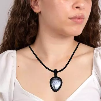 Опал макраме ожерелье ручной работы дендрит кулон нить драгоценный камень натуральный