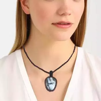 Опал макраме ожерелье ручной работы дендрит кулон нить драгоценный камень натуральный