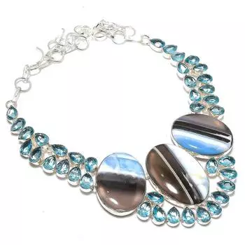 Опал Owhyee, топаз, ручная работа, ожерелье из стерлингового серебра 925 пробы, 18 дюймов, B1T25