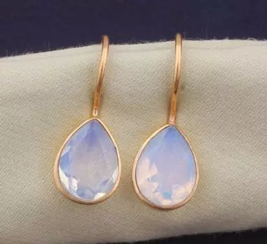 Опалит 22k позолоченный для женщин, серьги с опалитовым драгоценным камнем для нее, позолоченные латунные серьги, серьги ручной работы для женщин ювелирные изделия
