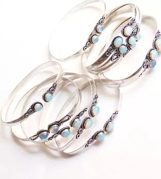 Регулируемый браслет-манжета с драгоценными камнями Opalite, браслет ручной работы с кристаллами Opalite, ювелирные изделия, браслет для женщин, свадебные и праздничные украшения Free Size синий