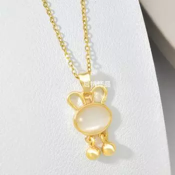 Опаловое колье с кроликом Женское Премиальный Универсальный Дизайн Милая Подвеска Украшение