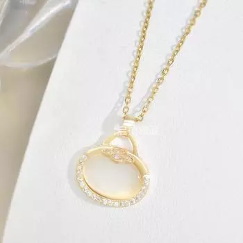 Опаловое ожерелье-сумка Женское ретро Высокая ценность Индивидуальность Темперамент Универсальная цепочка на ключицу Та же бижутерия