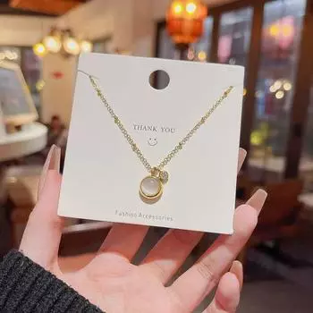 Опаловое ожерелье Женское Легкая роскошь Простое Универсальное Иероглиф Фу Геометрическая подвеска Цепочка для ключицы