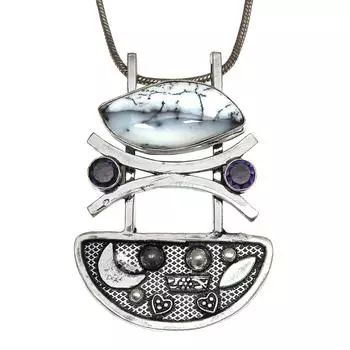 Опаловый кулон с драгоценным камнем, серебро 2,5 дюйма, ювелирное изделие, дендрит, ручная работа, этническое