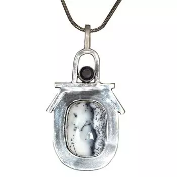 Опаловый кулон с драгоценным камнем, серебро 2,5 дюйма, ювелирное изделие, дендрит, ручная работа, этническое