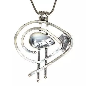 Опаловый кулон с драгоценным камнем, серебро 2,5 дюйма, ювелирное изделие, дендрит, ручная работа, этническое