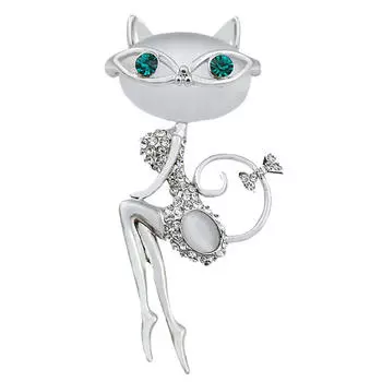 Опаловый маленький кот брошь булавка животное милое сексуальное ювелирное изделие серебряный