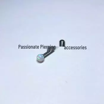 Опаловый пирсинг языка: Трендовые европейские и американские украшения для пирсинга Length 12mm, Gauge 1.6mm, Ball 5mm