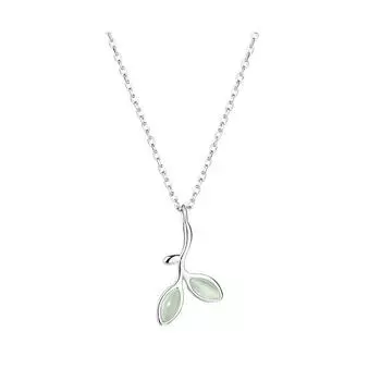 Опаловый прорастающий листок ключицы цепочка маленький свежий зеленый лист короткое ожерелье темперамент девушка подарок женщина