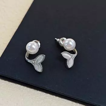 Опаловый рыбий хвост жемчуг светлый роскошный темперамент высококачественный дизайн серьги-гвоздики для женщин серебряный