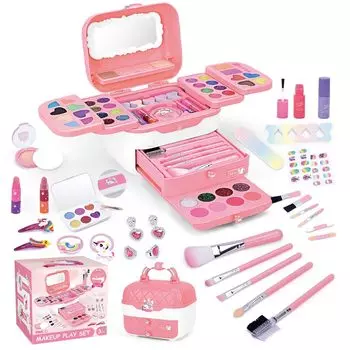 Opard Girls Kids Makeup Set 72 Pieces Gift Birthday 3 4 5 6 7 8 9 10 Years Baby Play Set Kids Cosmetics Makeup Set Girls Dress Removable Eye