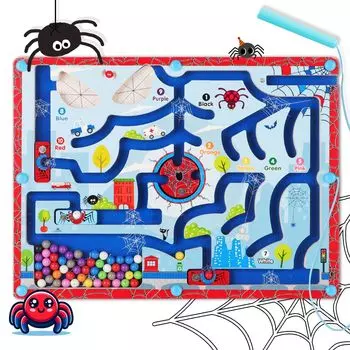 Opard Spider Развивающая игрушка Монтессори-игрушка 1 2 3 4 5 6 лет Мальчики Девочки Подарок на день рождения Магнитная сортировка бусин Лабиринт Игра на сопоставление Магнитная доска