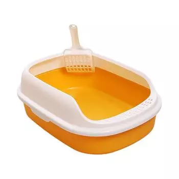 Open Box Toilet Pet Container Bedpan with Kitten жёлтый