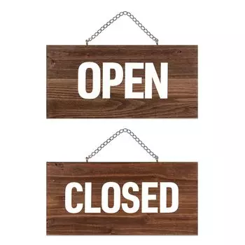 Open Closed Sign OPEN CLOSED Wooden Domestic Cedar [two-face] (Dark Brown)