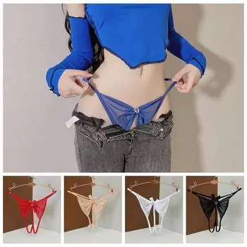 Open Crotch Thongs Bow Womens Underwear Temptation Sexy Thongs for Women Naughty Sex For Girls