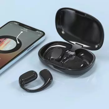 Open earphones, air conduction earphones, wireless Bluetooth 5.3 earphones, LED display screen, charging case, running and fitness exercise design Wireless чёрный
