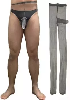 Open Front Open Front Inner Spats [Miracroute] Men s Pantyhose, Panties, Stockings, Men s, Sexy, Men s Tights, Fluffy, Pants, Shorts, (Gray)