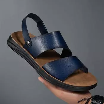 Open-toe Dual-Purpose Men s Slippers Fashion Casual Leather Half Drag Comfy Walking Summer Footwear Quick Dry Wading Aqua Shoes 39 чёрный