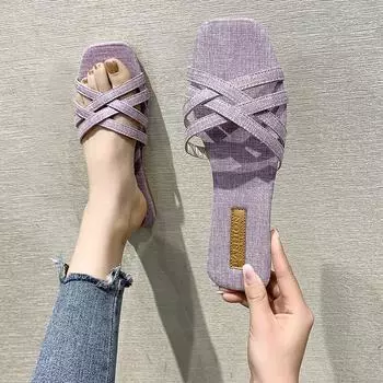 Сандалии с открытым носком, женские, простые тапочки, модные, сандалии с узкими ремешками, повседневные тапочки на плоской подошве, женские, лето 2024, новые женские шлепанцы 36 белый