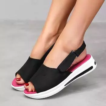 Open Toe Women s Sandals 2024 Summer Sandals Thick Sole Beach Sandals Women s Thick Sole Roman Zapatos De Mujer Sandalias 35 чёрный