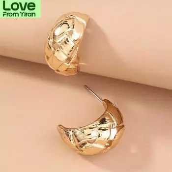 Open Wide Textured Hoop Earrings For Women Chunky C Shaped Twist Circle Earrings Statement Round Earrings Geometric Jewelry