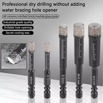 Opening Hole For Marble Brick Ceramic Granite Glas Hole Opener Hexagonal Shank Drill Brazed Dry Drill Bit 5/6/8/10/12mm