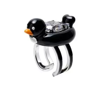 Opening Swim Ring Duck Ring Adjustable Cartoon Duck Finger Rings Jewelry Accessories