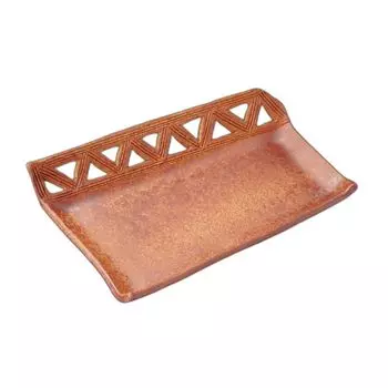 openwork deformed pottery Pottery plate Fire-colored (large) (handmade) [2215.54cm]