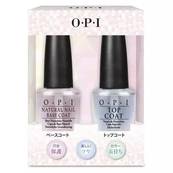 OPI Top Coat Base Coat Set of 2 Natural Shine Color 15mL Each Pack Gift Present Long-lasting (Duo NTJP01-A) []
