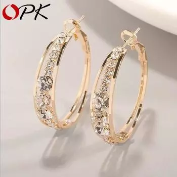 OPK 1 пара сережек, изысканный взрывной стиль, горный хрусталь, мужские и женские серьги, большие круглые серьги, украшения для ушей чёрный