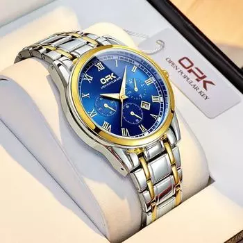 Opk брендовые часы, светящиеся кварцевые часы, мужские деловые механические часы, мужские часы, мужской подарок, подарок на день рождения, подарок папе чёрный