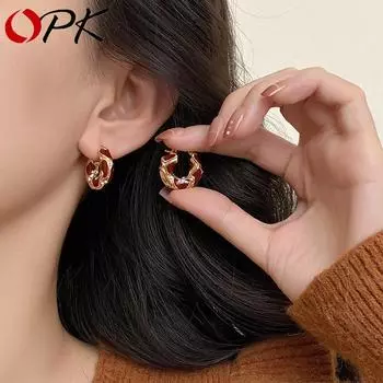 OPK Французские серьги-кольца для женщин Ретро-серьги-кольца для женщин Серьги-подвески красный
