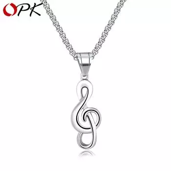 OPK Креативное музыкальное ожерелье с символом, мужское ожерелье из титановой стали, полотенце 3*55CM серебряный