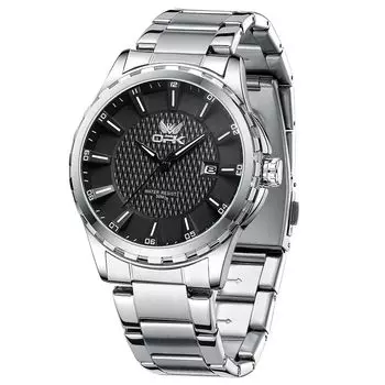 OPK кварцевые простые популярные часы стильные модные нержавеющая сталь водонепроницаемые классические наручные часы дата светящиеся старшеклассники компания подарок черный