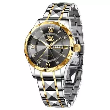 OPK кварцевые простые популярные часы стильные модные водонепроницаемые классические наручные часы из нержавеющей стали с датой светящиеся школьные студенческие часы с фирменным подарком черного цвета