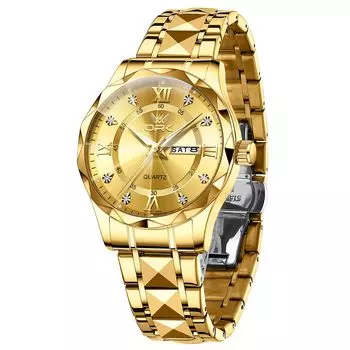OPK кварцевые простые популярные часы стильные модные нержавеющая сталь водонепроницаемые классические наручные часы дата светящиеся ученик старшей школы компания подарок золото золотой