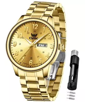 OPK Men s Quartz Popular Stylish Business Waterproof Date Luminous Easy to See Convenient Calendar Men s Watch Company Student Watch for Men Gold