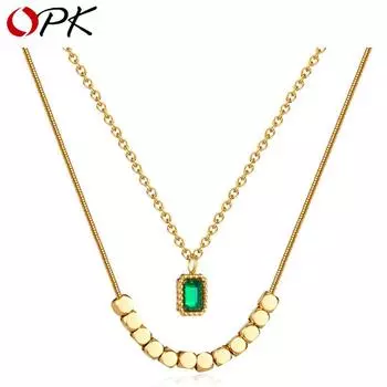 OPK Модное маленькое ожерелье-кубик из нержавеющей стали для девочек золотой